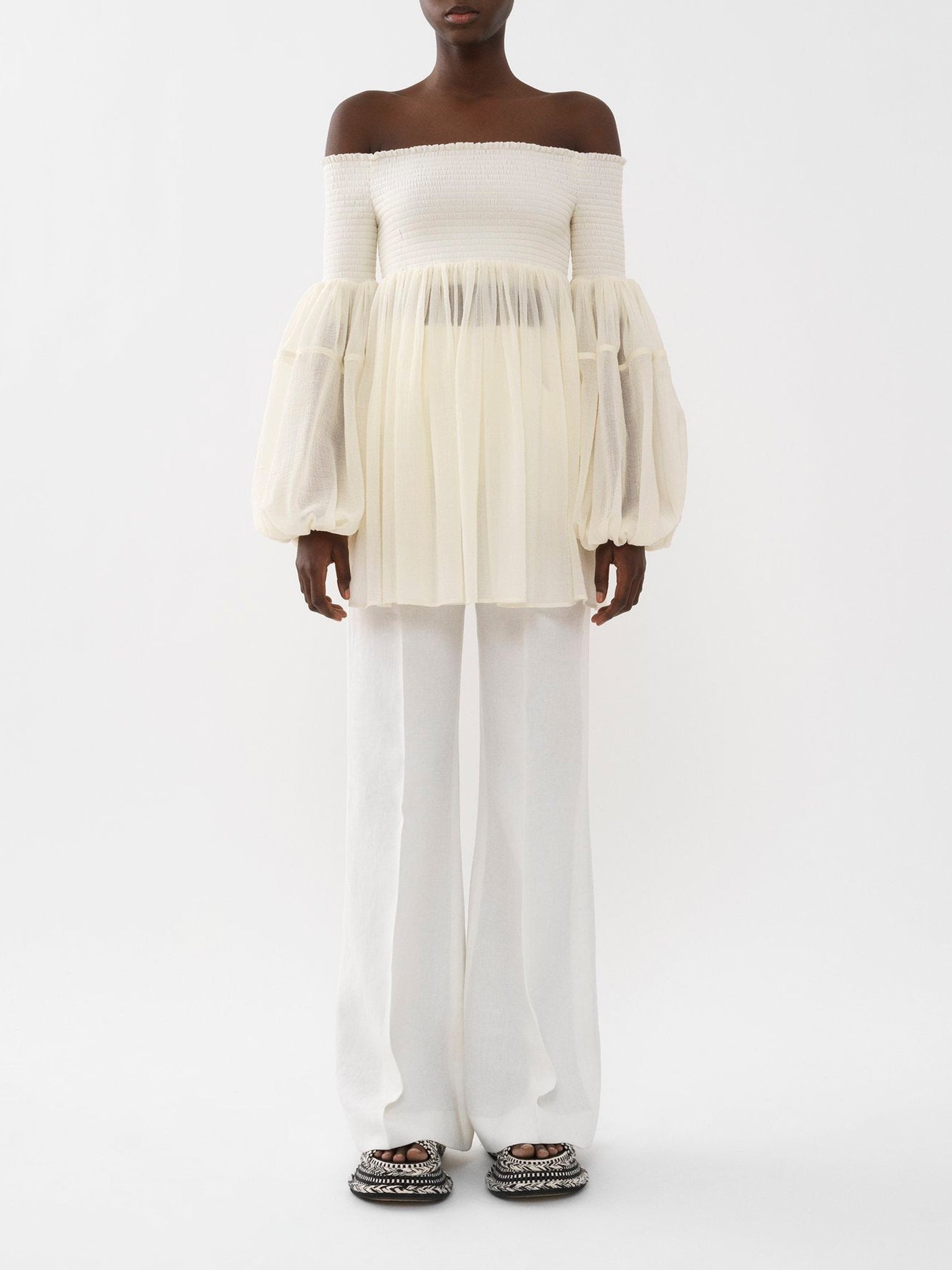 Blouse épaules nues en laine - Eden White