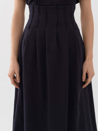Jupe midi corset en lin - Ink Navy