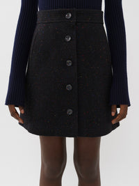 Mini jupe trapèze en laine - Anthracite Blue