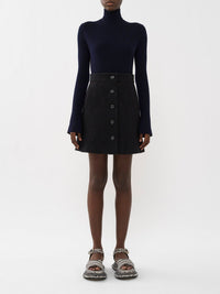 Mini jupe trapèze en laine - Anthracite Blue