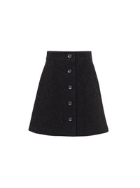Mini jupe trapèze en laine - Anthracite Blue