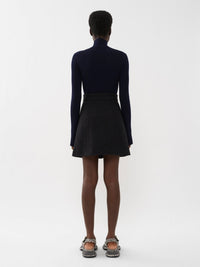 Mini jupe trapèze en laine - Anthracite Blue