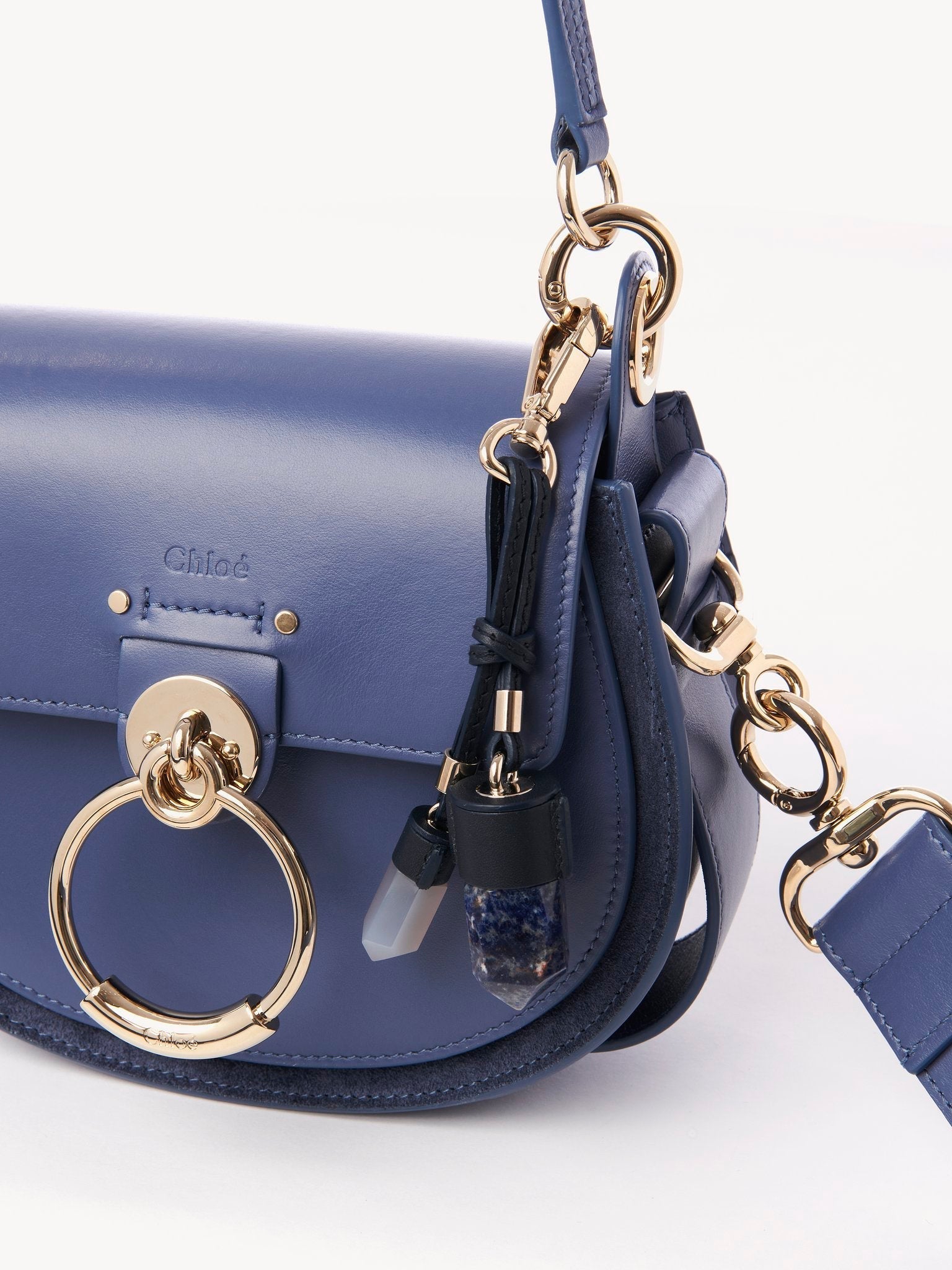 Bijou de sac Jemma en laiton et pierre semi préçieuse - Grey & Blue