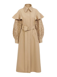 Trench volanté en laine - Pearl Beige