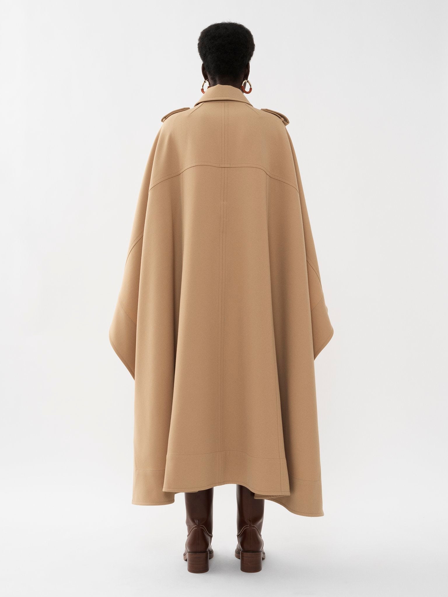 Cape longue en laine - Pearl Beige