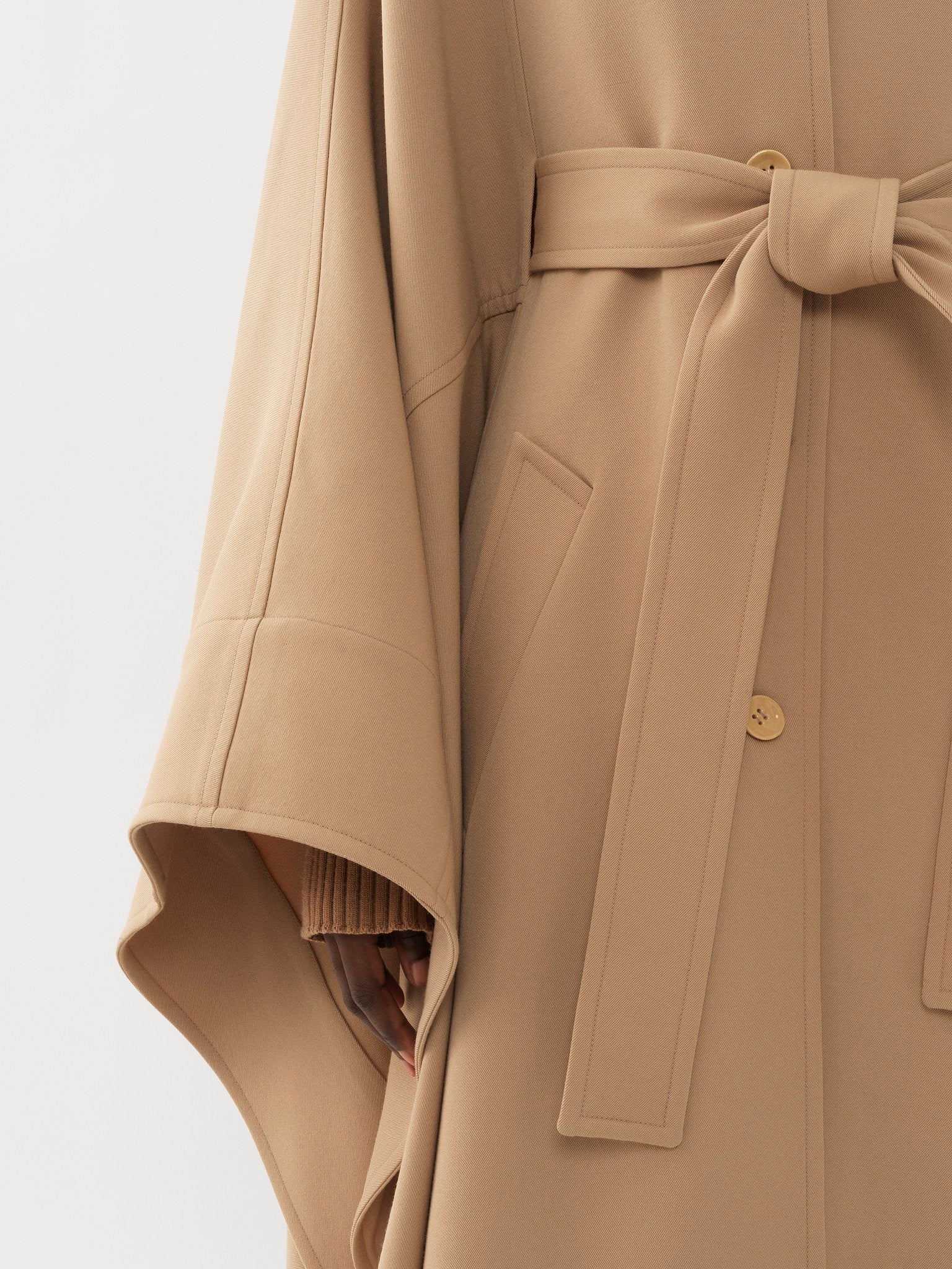 Cape longue en laine - Pearl Beige