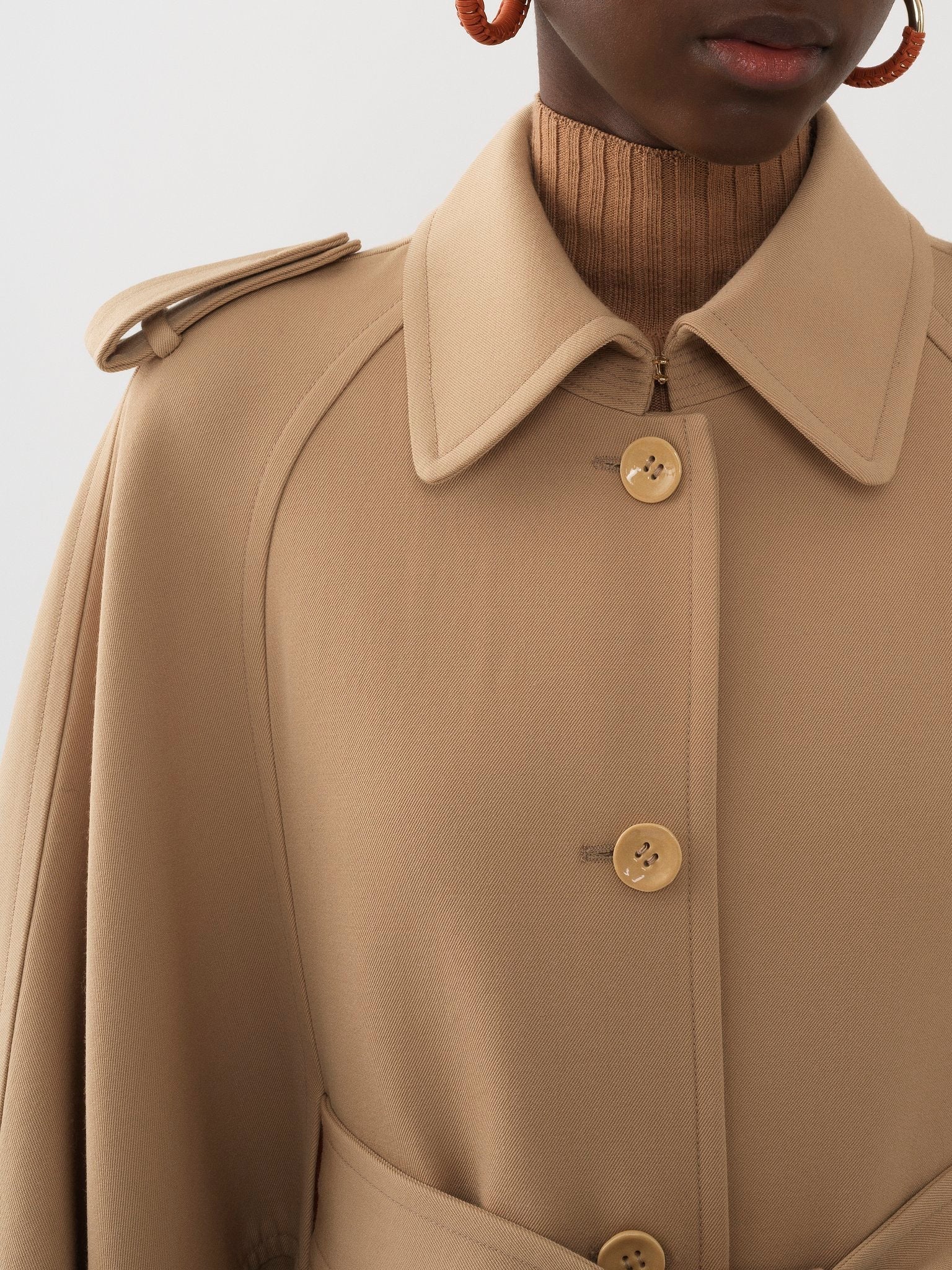 Cape longue en laine - Pearl Beige