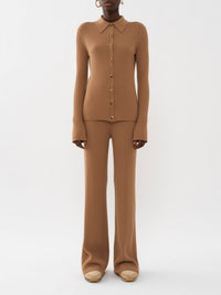 Cardigan ajusté en laine - Worn Brown