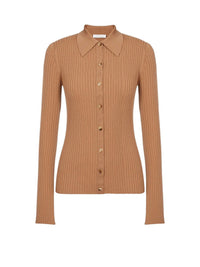 Cardigan ajusté en laine - Worn Brown