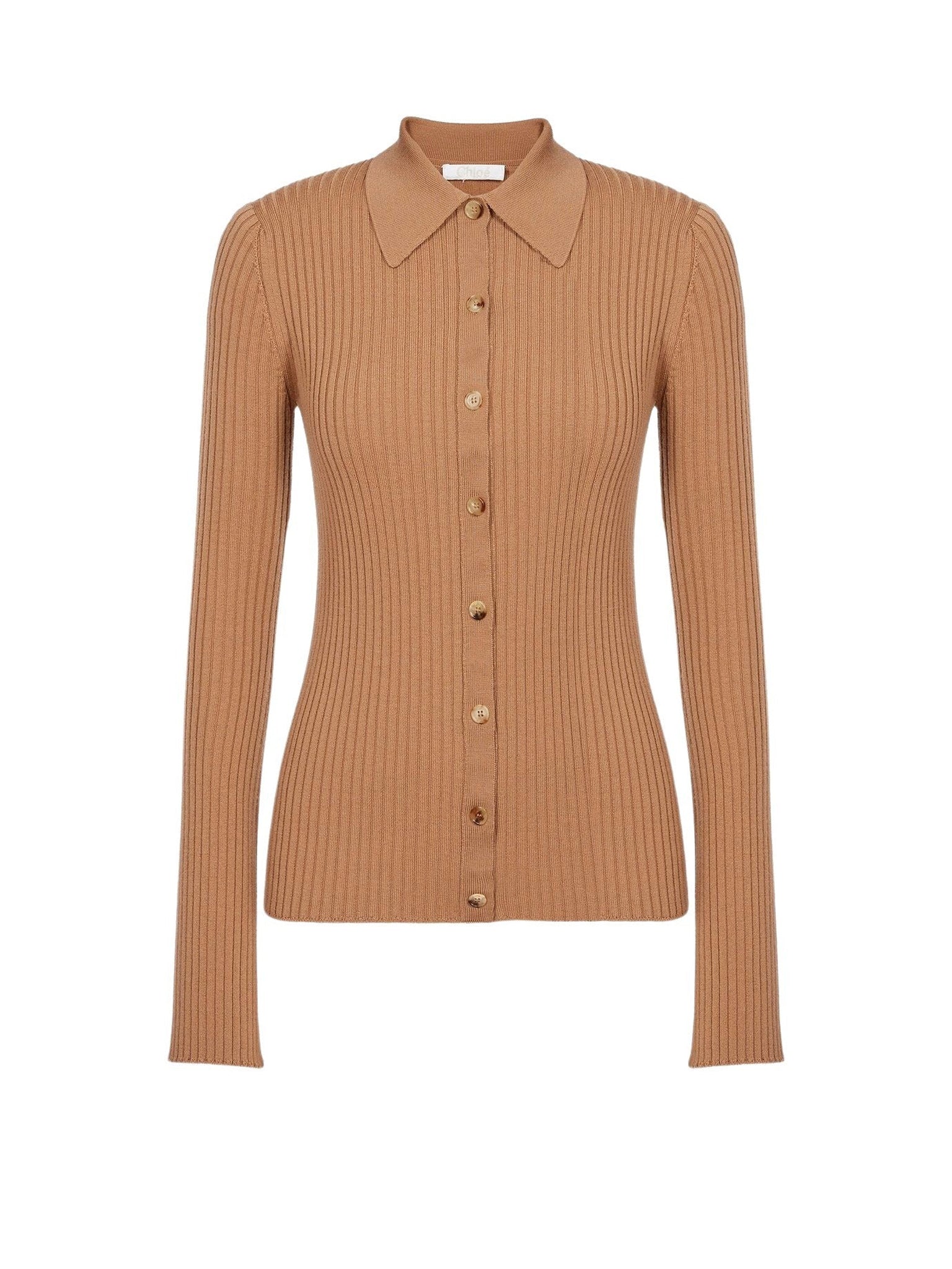 Cardigan ajusté en laine - Worn Brown