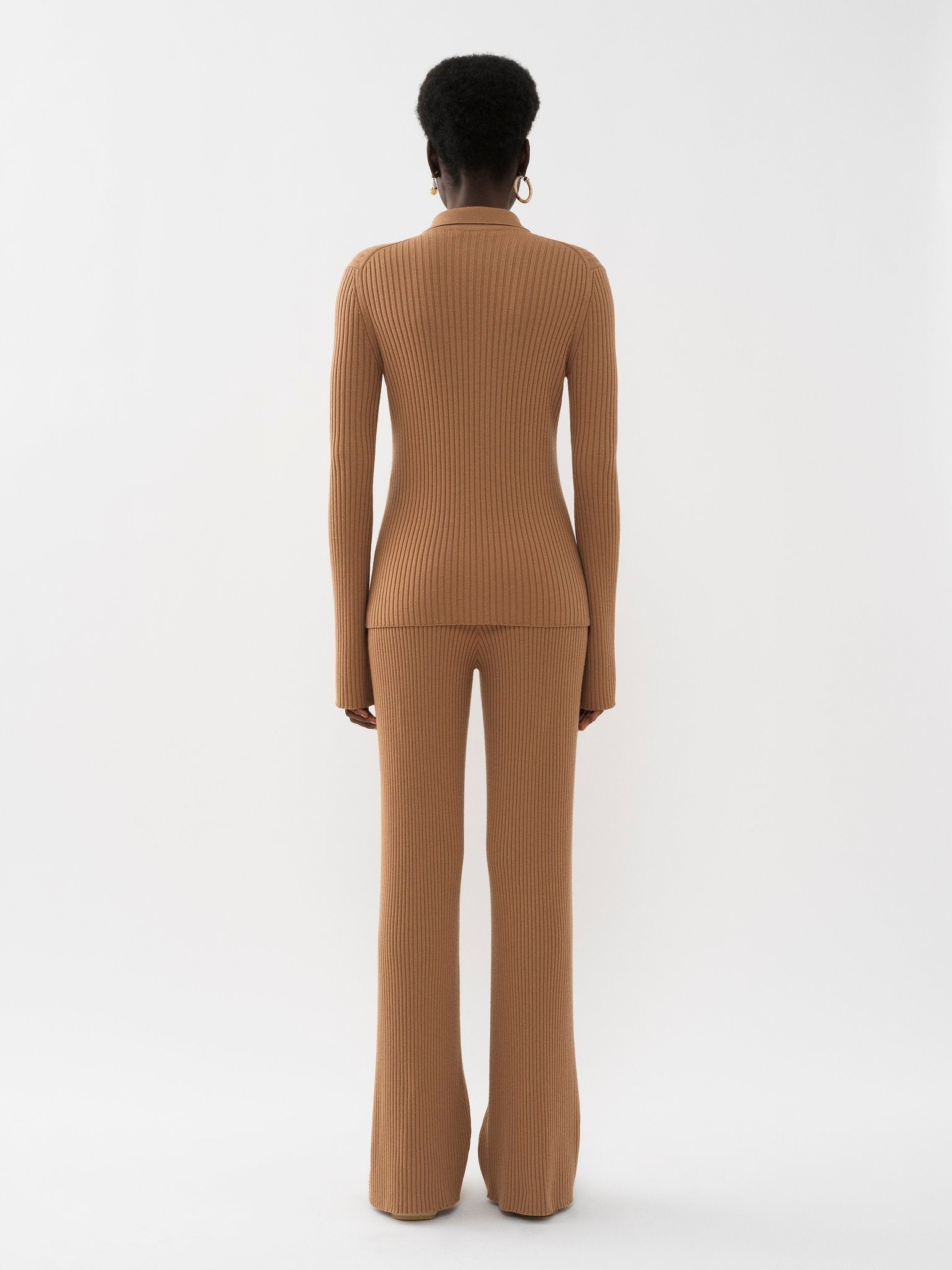 Cardigan ajusté en laine - Worn Brown