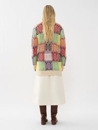 Cardigan ample à col V motif jacquard en cachemire - Multicolor