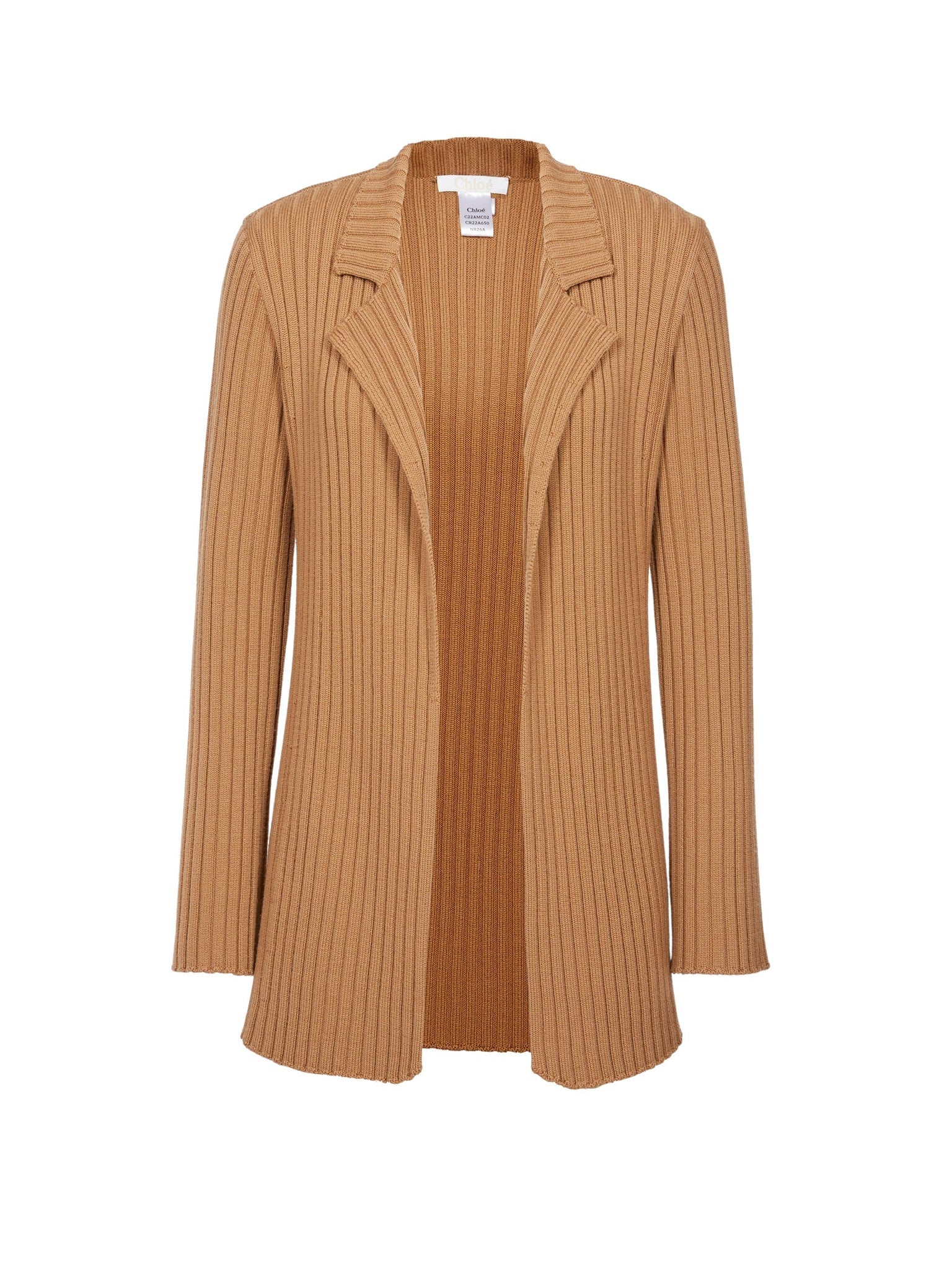 Cardigan en tricot côtelé en cachemire mérinos - Worn Brown