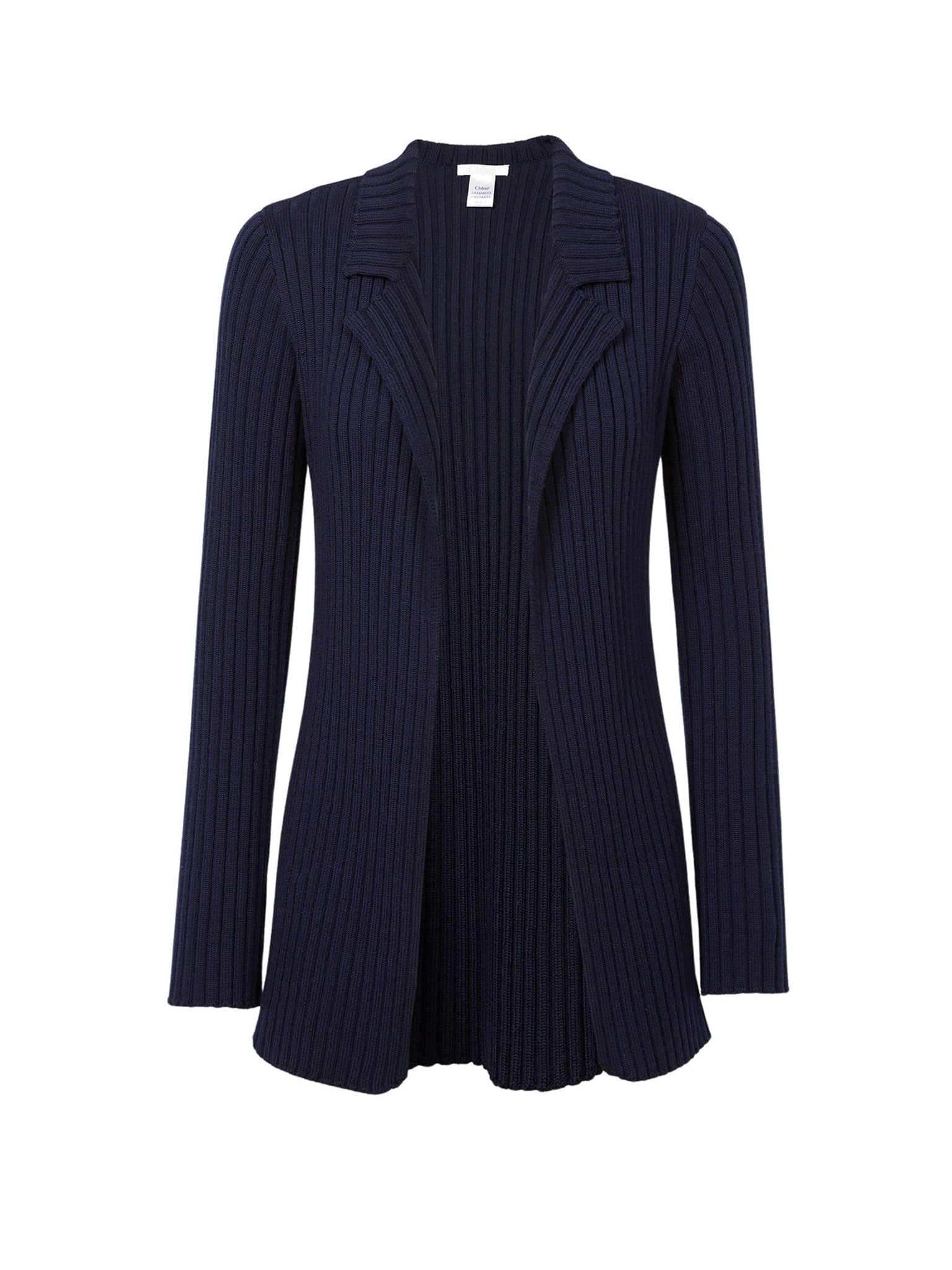 Cardigan en tricot côtelé en cachemire mérinos - Marine