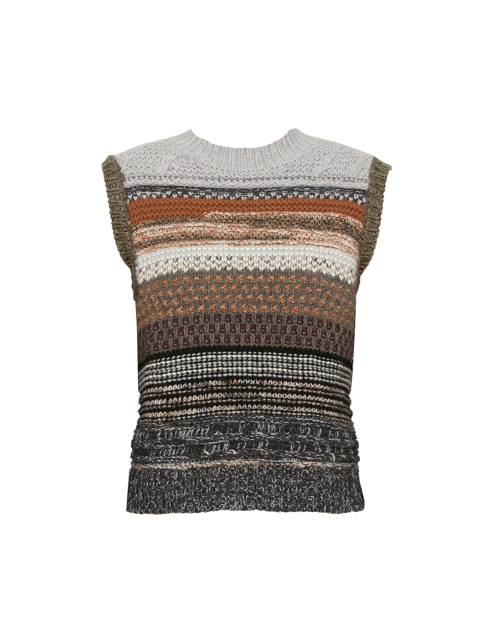 Top avec rayures irrégulières en cachemire recyclé - Gris Multicolor