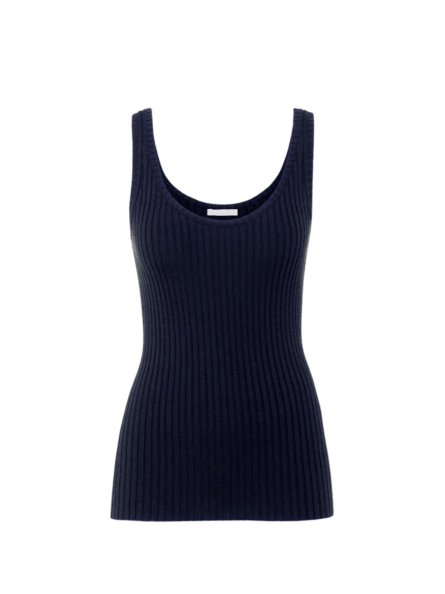 Top en tricot côtelé en cachemire mérinos - Marine