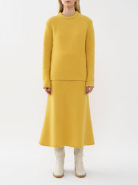 Jupe midi évasée en cachemire - Joyful Yellow