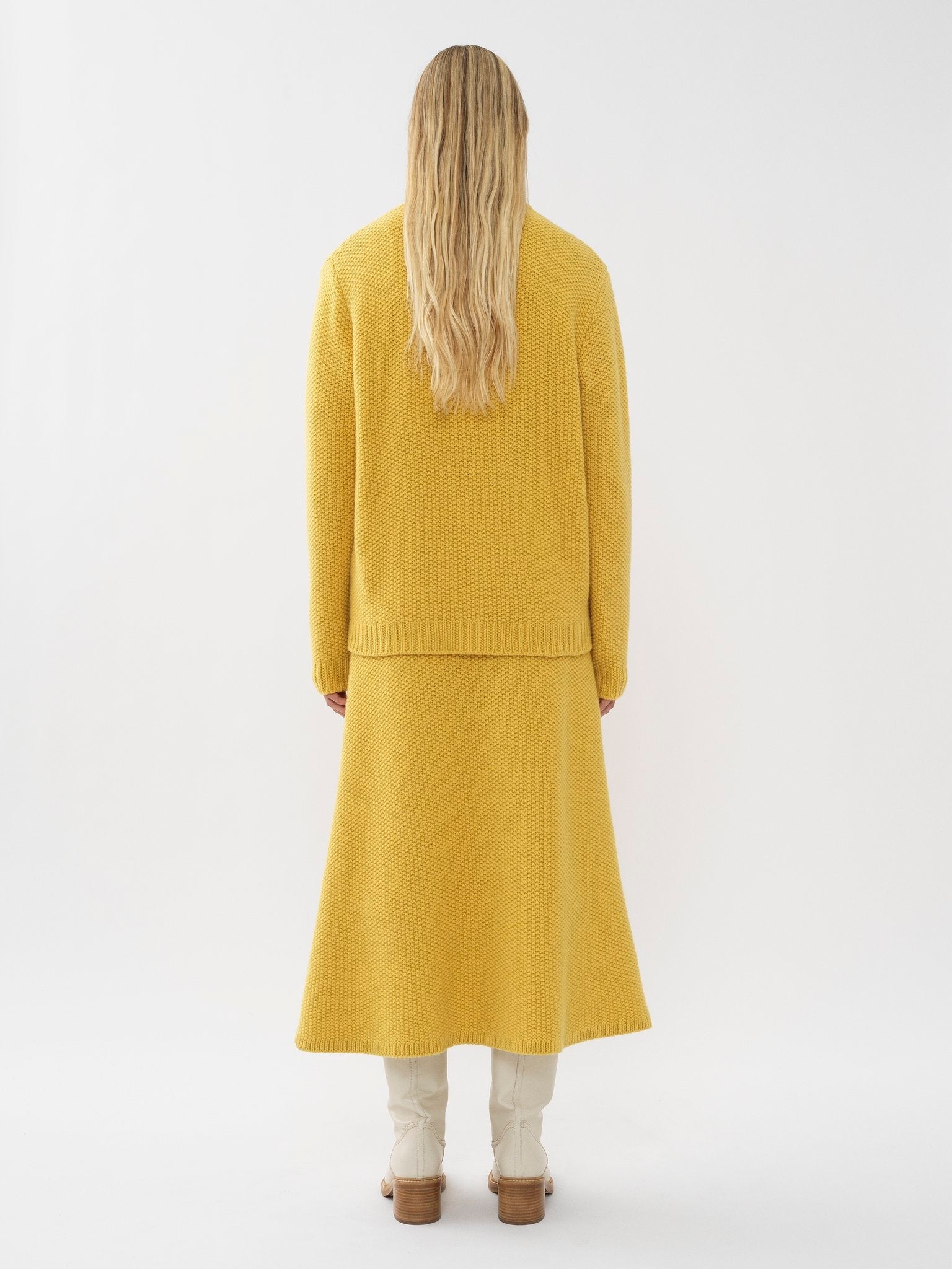 Jupe midi évasée en cachemire - Joyful Yellow