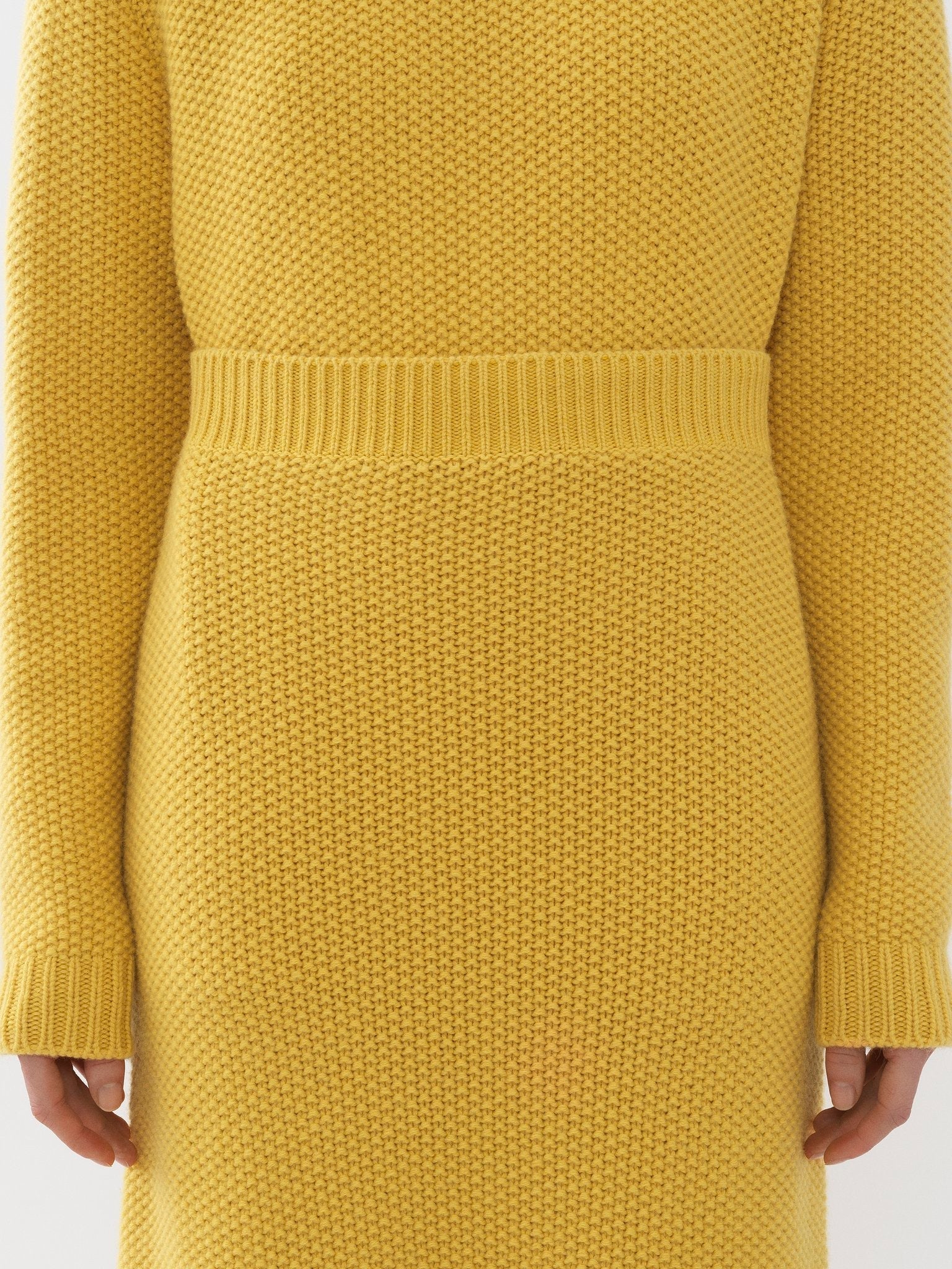 Jupe midi évasée en cachemire - Joyful Yellow