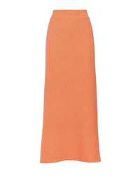 Jupe midi évasée en cachemire - Papaya Orange