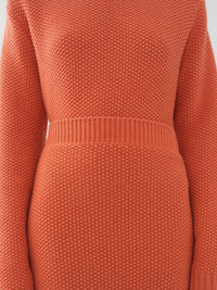 Jupe midi évasée en cachemire - Papaya Orange