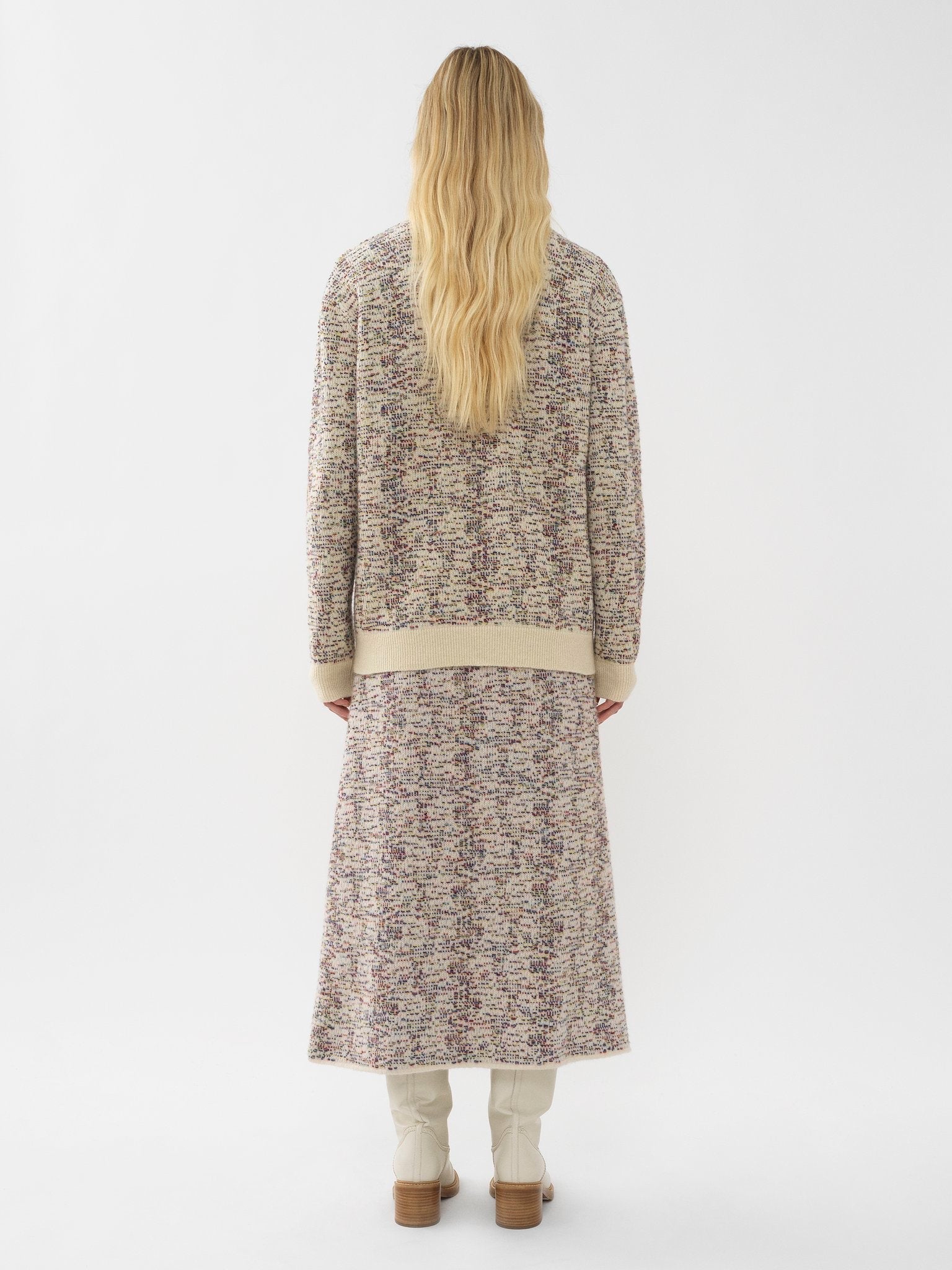 Jupe midi en cachemire - Antique White