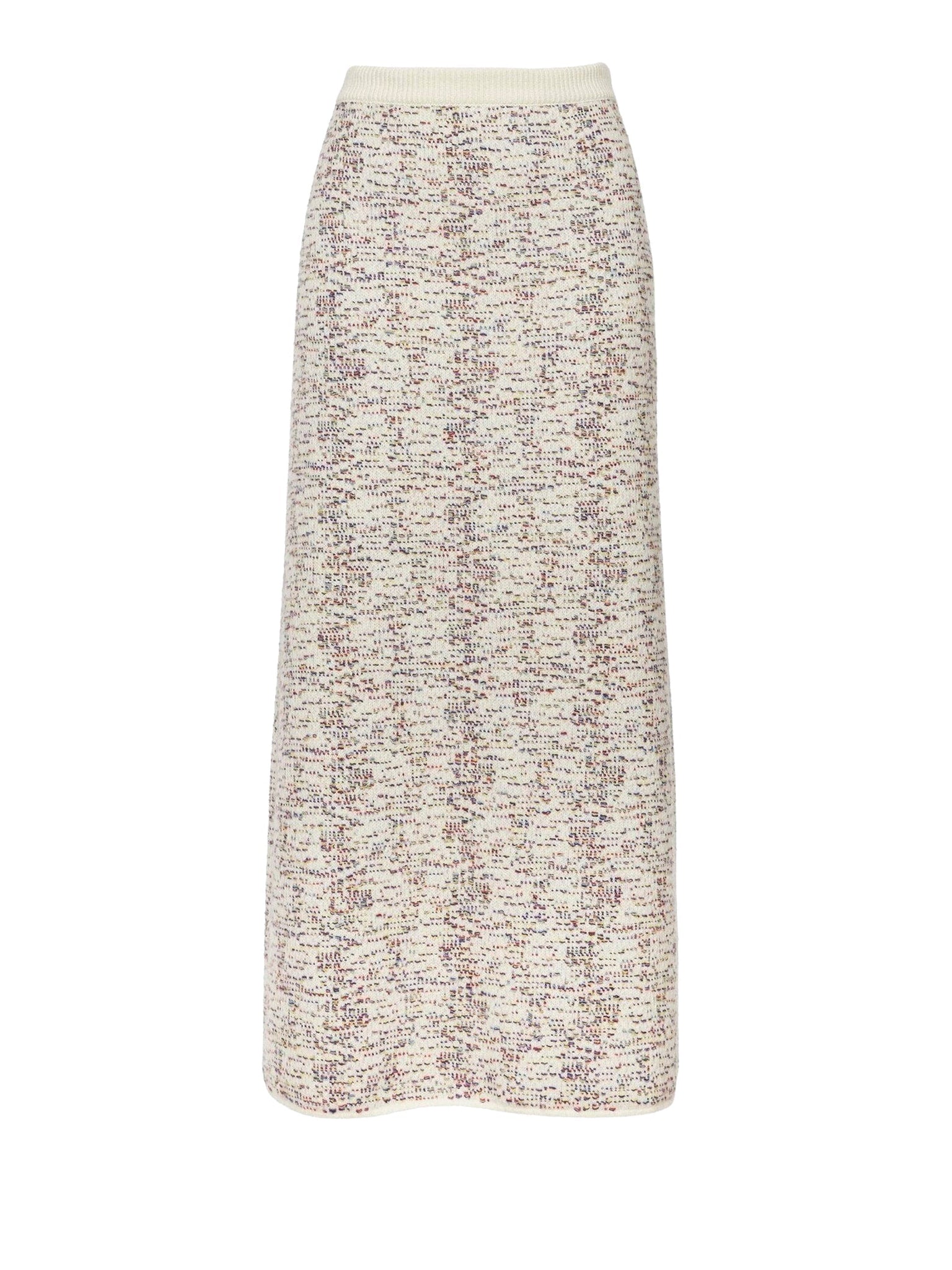 Jupe midi en cachemire - Antique White