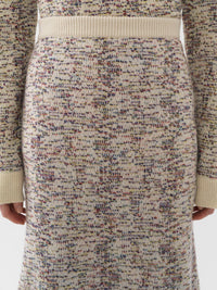 Jupe midi en cachemire - Antique White