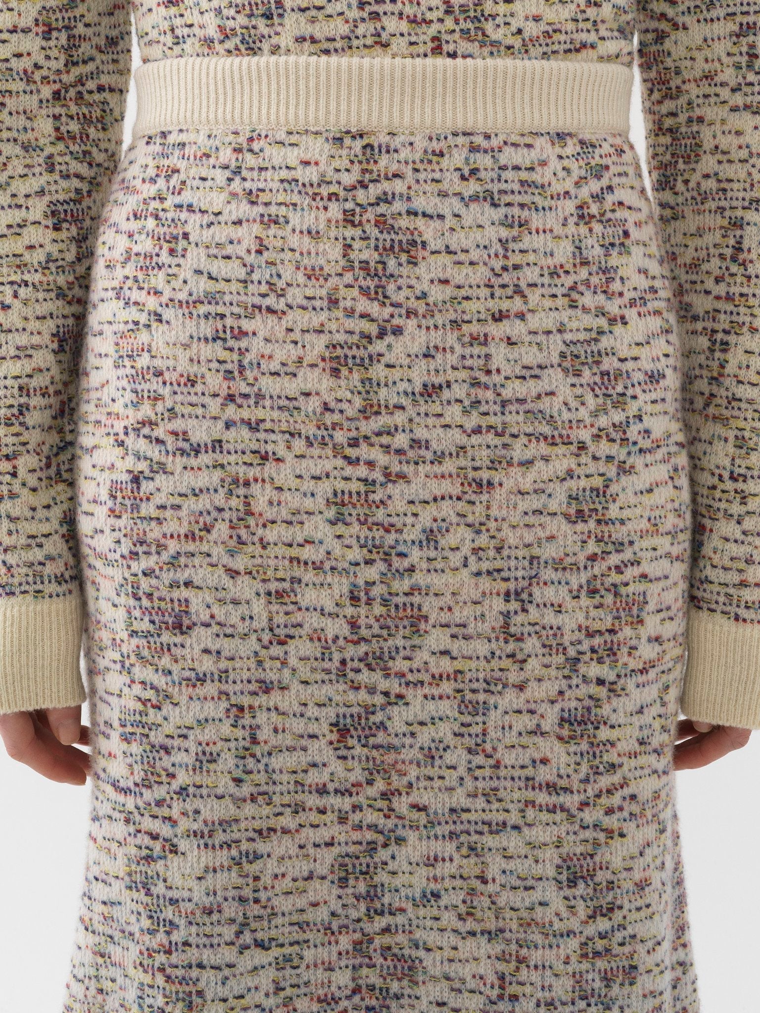 Jupe midi en cachemire - Antique White