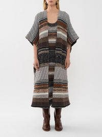 Poncho long rayé en cachemire - Multicolor Grey
