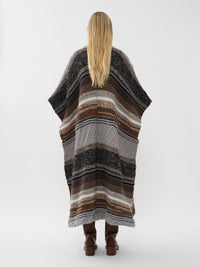 Poncho long rayé en cachemire - Multicolor Grey