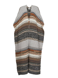 Poncho long rayé en cachemire - Multicolor Grey