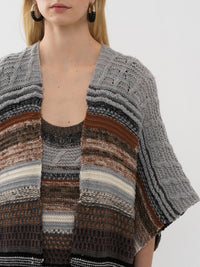 Poncho long rayé en cachemire - Multicolor Grey