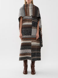 Poncho long rayé en cachemire - Multicolor Grey