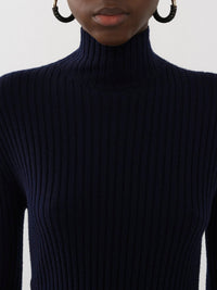 Pull à col roulé en laine - Navy