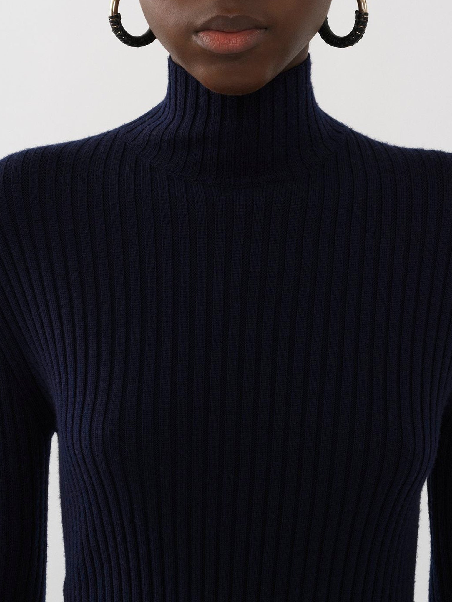 Pull à col roulé en laine - Navy