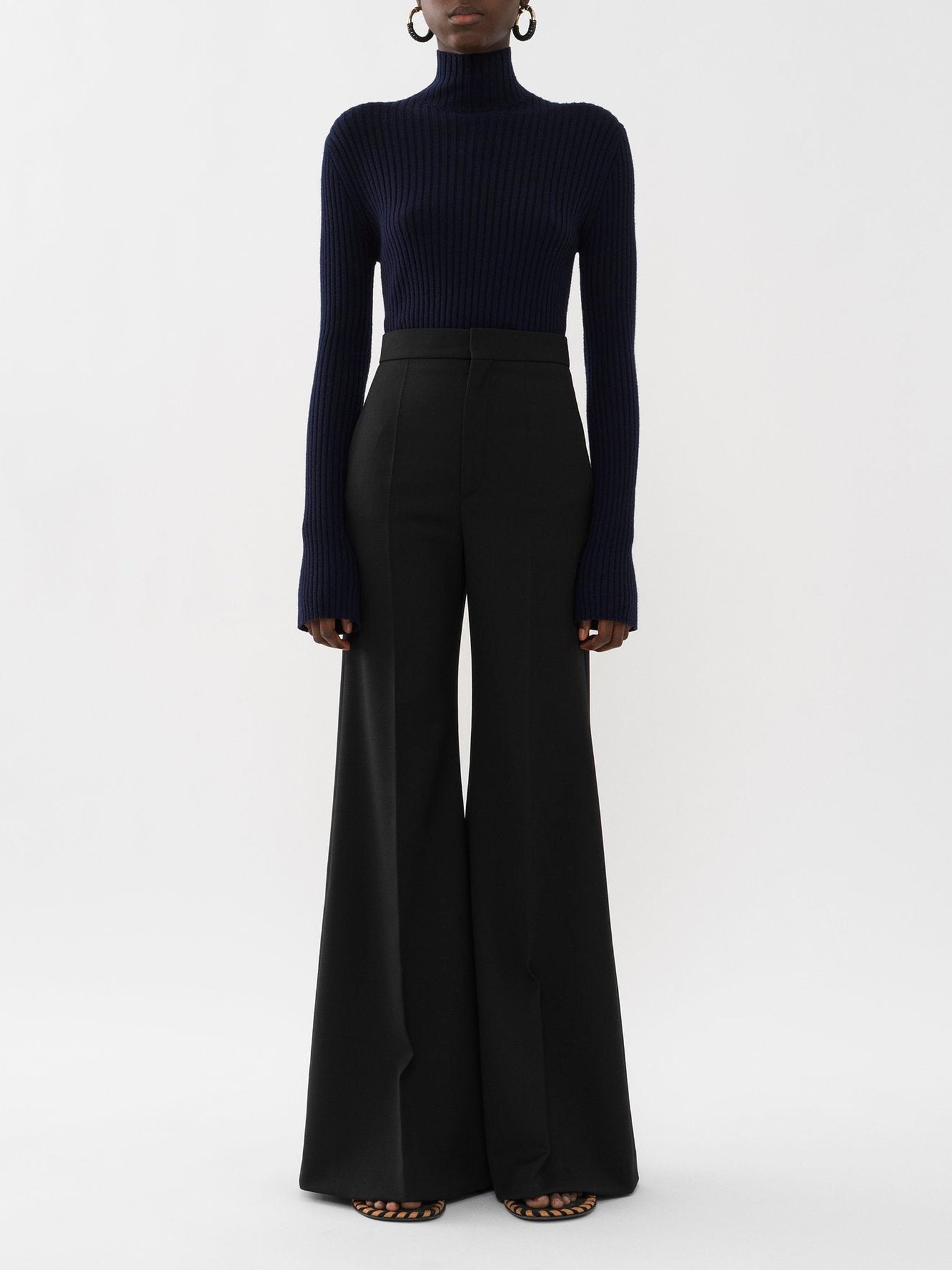Pull à col roulé en laine - Navy