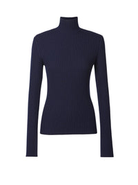 Pull à col roulé en laine - Navy