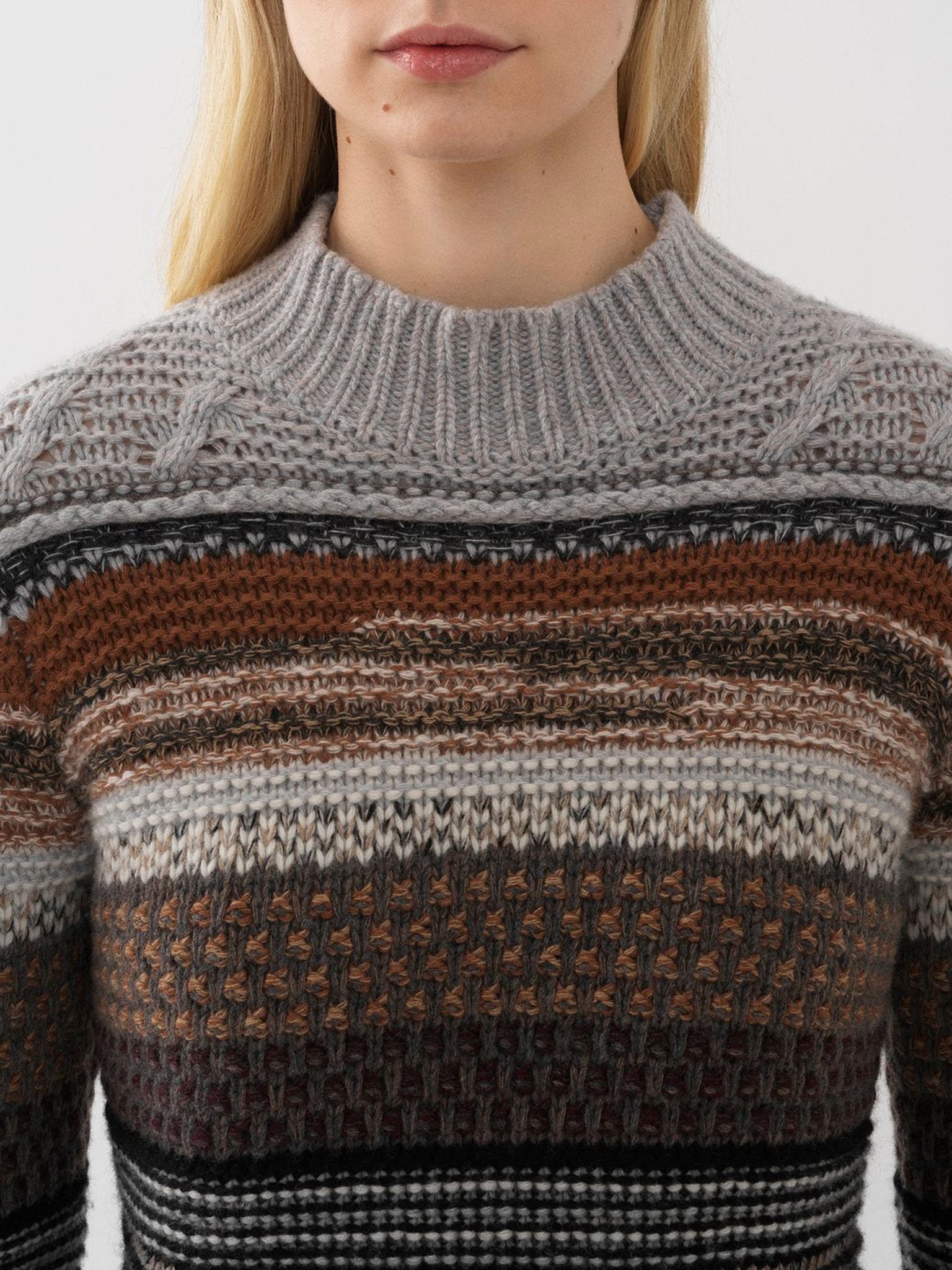Pull à col montant en cachemire - Multicolor Grey