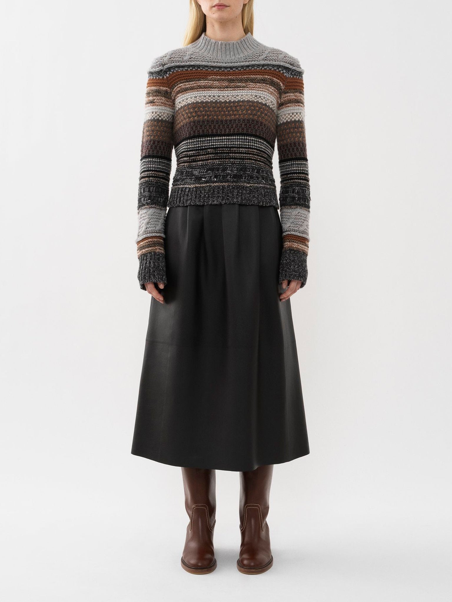 Pull à col montant en cachemire - Multicolor Grey