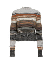 Pull à col montant en cachemire - Multicolor Grey