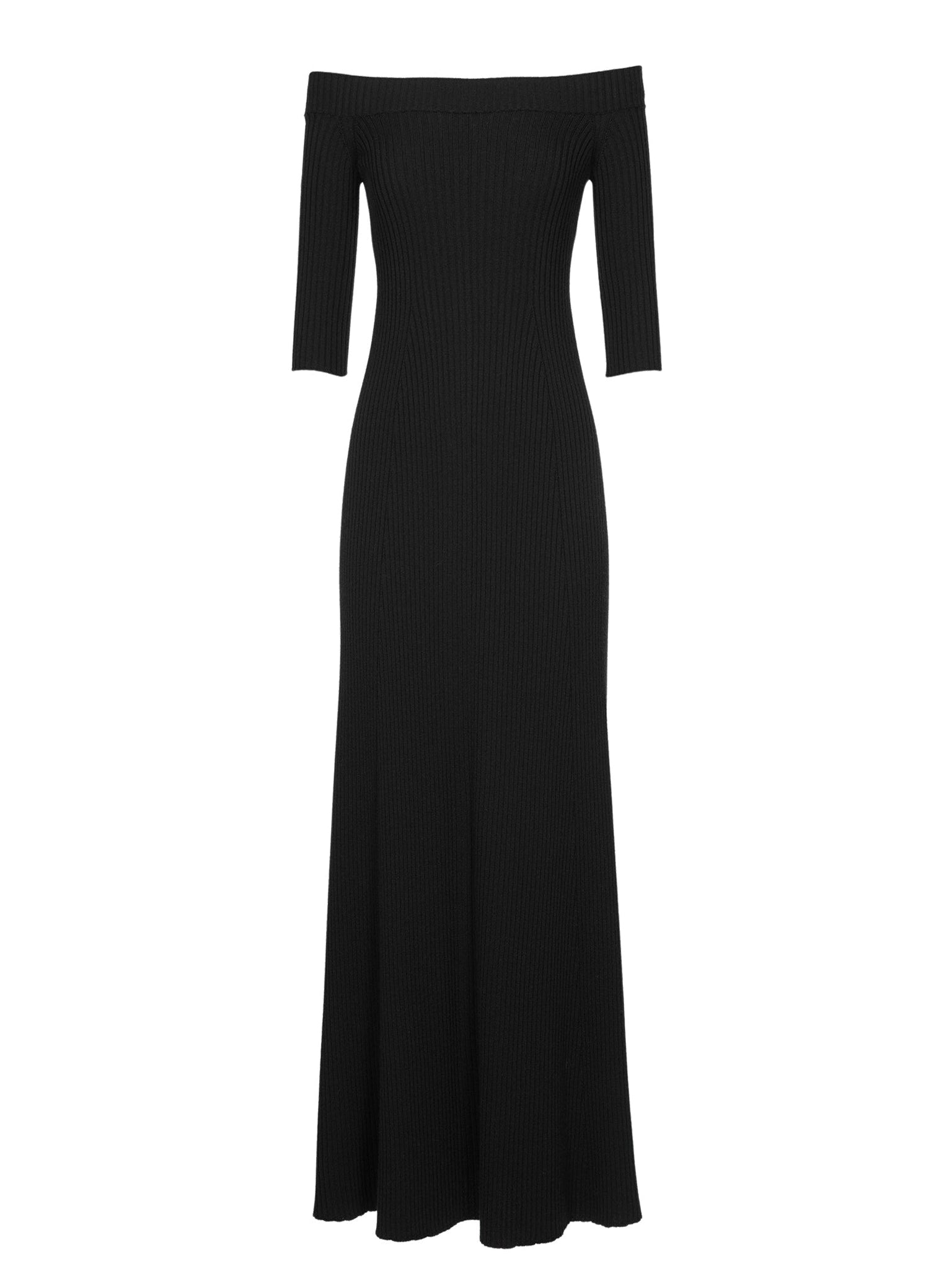 Robe épaules nues en laine - Black