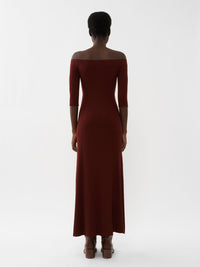 Robe épaules nues en laine - Dawn Red