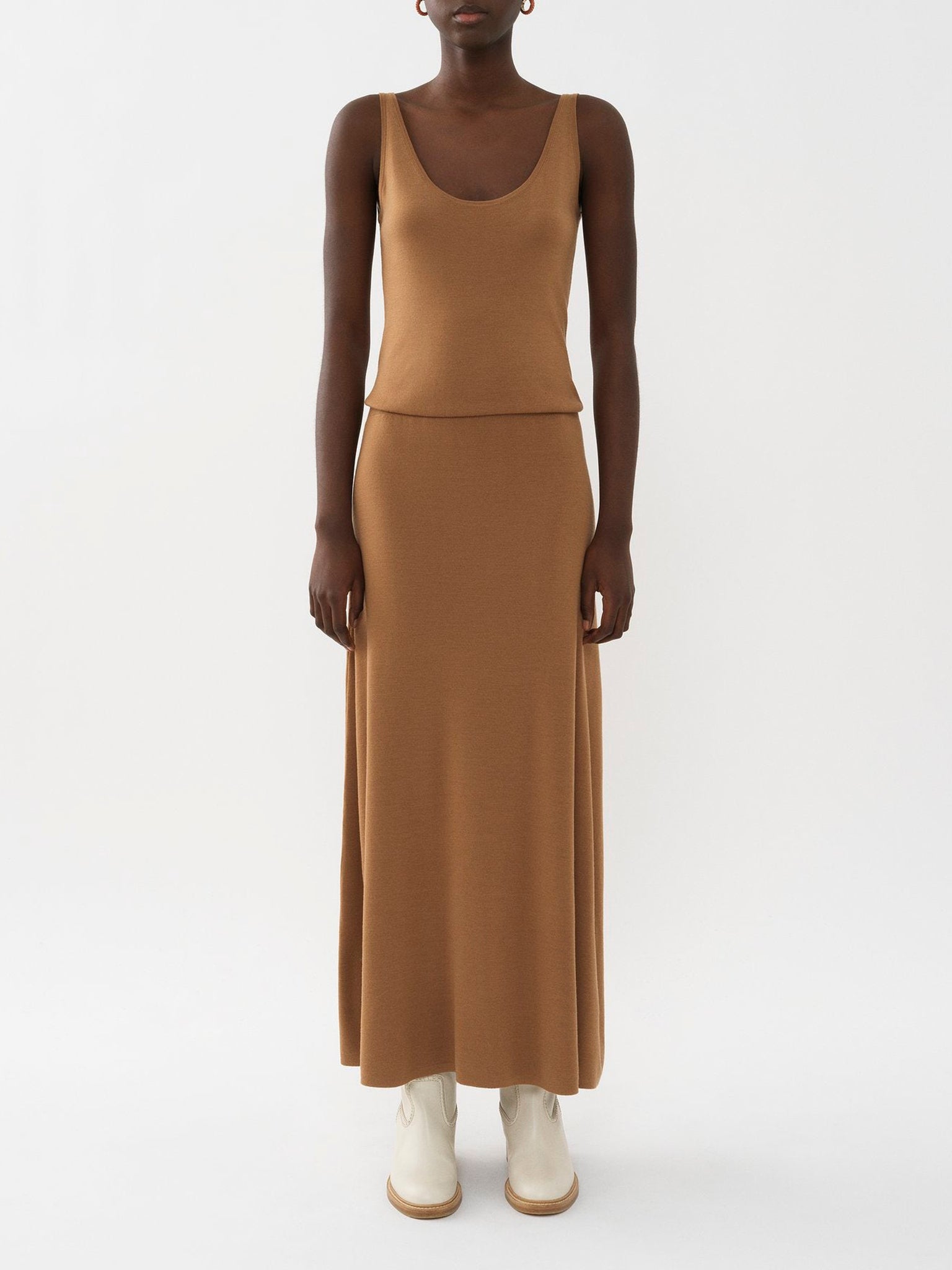 Robe en tricot mérinos ultrafin - Worn Brown