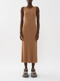 Robe côtelée sans manches en laine - Worn Brown