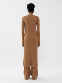 Robe côtelée sans manches en laine - Worn Brown