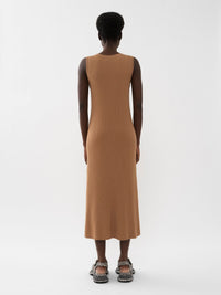 Robe côtelée sans manches en laine - Worn Brown