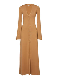 Robe à manches longues en laine côtelé - Worn Brown