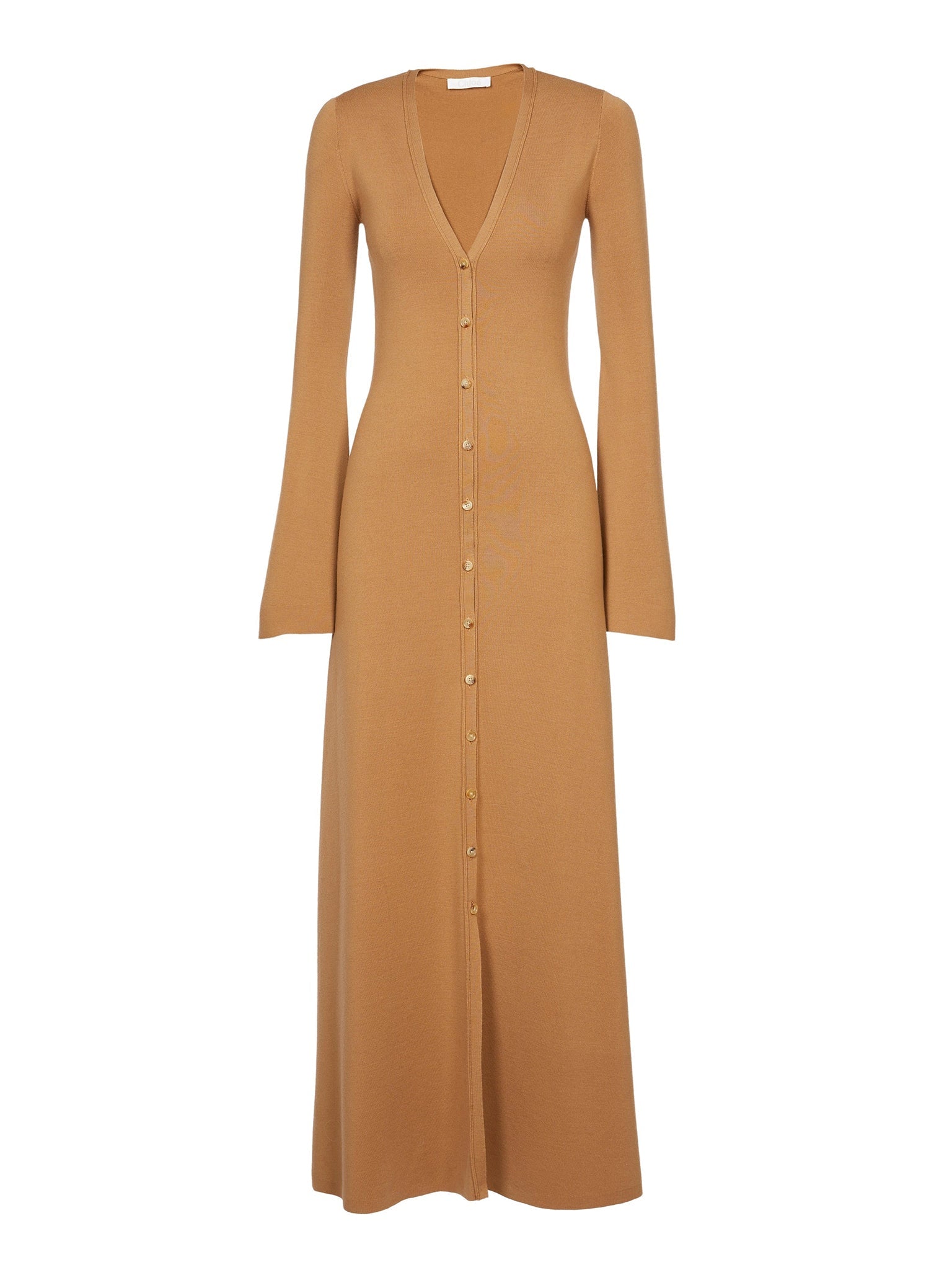 Robe à manches longues en laine côtelé - Worn Brown