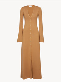 Robe à manches longues en laine côtelé - Worn Brown